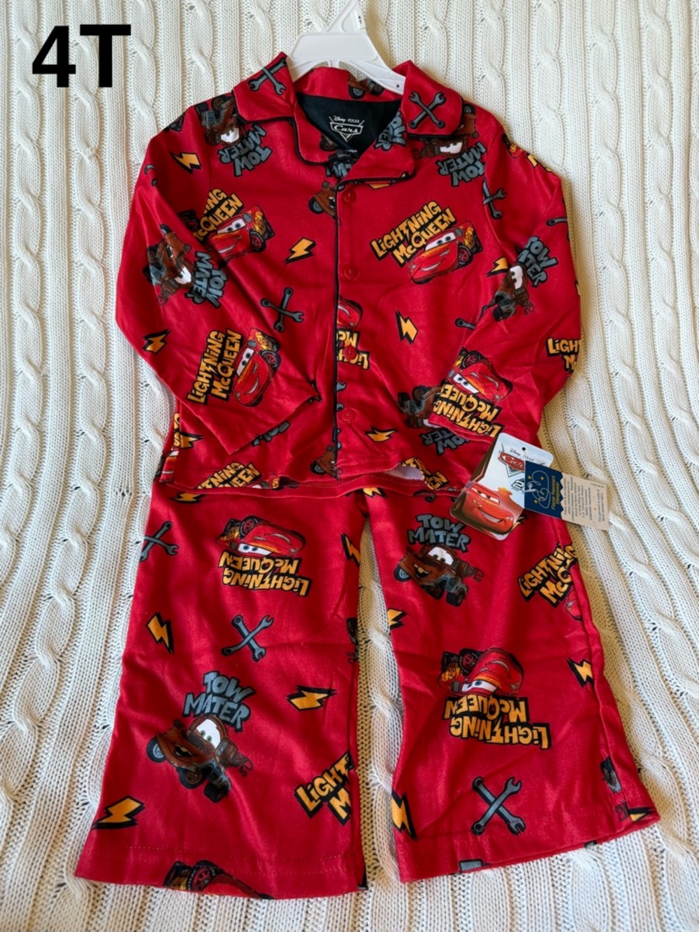 Disney Cars Boys PJ Set 4T Toddler Trucks NEW Lightning McQueen Tow Mater Pajama